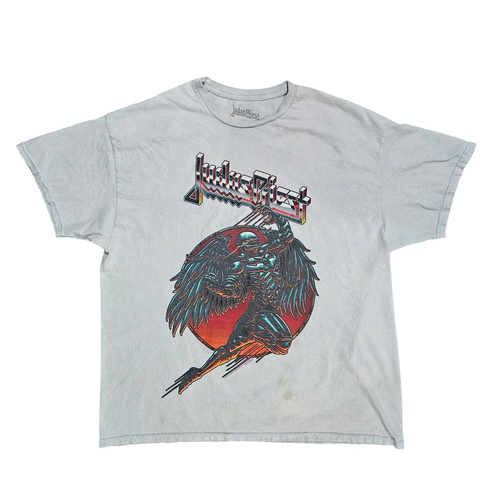 Judas Priest Screaming for Vengeance Men LG Grey Graphic T-Shirt Band Tee Rock